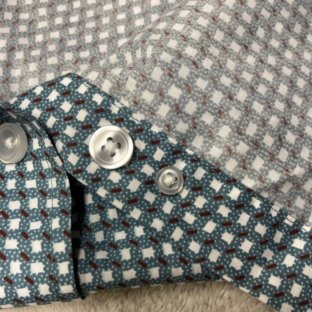 KingSize Button Up Long Sleeve Shirt Lot of 3 Geometric Plaid Mens 6XL Big